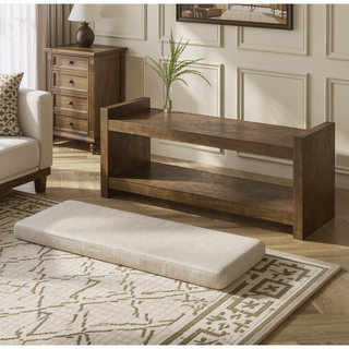 Sunvega Modern Accent Bench with Removable Cushion and Lower Storage Shelf