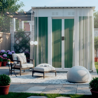 Sunvega Pent Roof Outdoor Storage Shed with Aluminum Alloy Frame and Sliding Door
