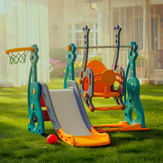 Sunvega 3 in 1 Baby Swing and Slide Set with Basketball Hoop for Toddlers Indoor Outdoor Play