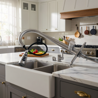 Sunvega Single Handle Stainless Steel Kitchen Sink Faucet with Pull Down Sprayer