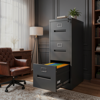 Sunvega 5 Drawer Metal Vertical File Cabinet with Lock on Wheels for Home Office