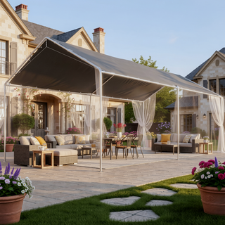 Sunvega Heavy Duty Galvanized Steel Frame Carport Canopy with Anchor Kit