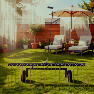 Sunvega Tow Behind Dethatcher with 24 Steel Tines for Efficient Lawn and Leaf Removal