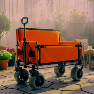 Sunvega 3-in-1 Heavy-Duty Folding Wagon Cart with Bench Seat and Storage