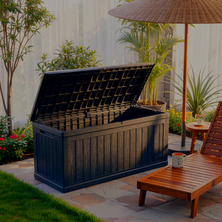 Sunvega XXL 260 Gallon Large Outdoor Storage Deck Box with Lockable Waterproof Resin