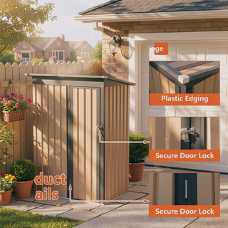 Sunvega 5FT x 3FT Grey Outdoor Pent Roof Garden Tool Storage Shed House