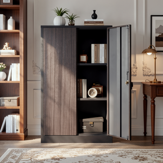 Sunvega Folding Metal Storage Cabinet with Locking Doors and Adjustable Shelf for Home Office
