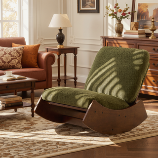 Sunvega Solid Wood Frame Corduroy Upholstery Glider Rocking Chair for Nursery