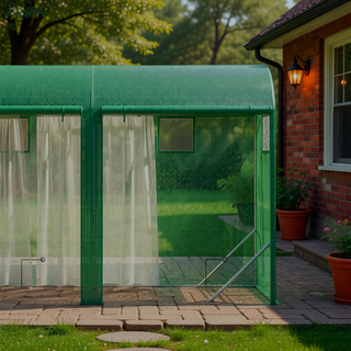 Sunvega Walk-in Lean-to Greenhouse with 4 Zipper Roll-up Windows and 2 Doors
