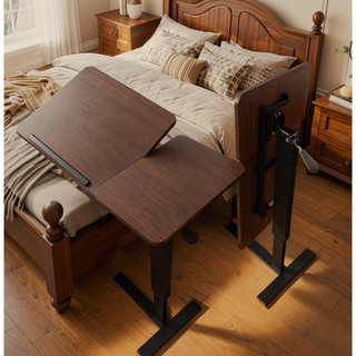 Sunvega Height Adjustable Folding Overbed Bed Table with Wheels for Laptop and Meals