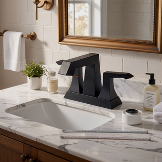 Sunvega Modern Brushed Nickel Bathroom Faucet with Drain and Supply Kits