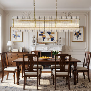 Sunvega Modern Gold Round Chandelier with Water Ripple Crystal Glass for Dining Room