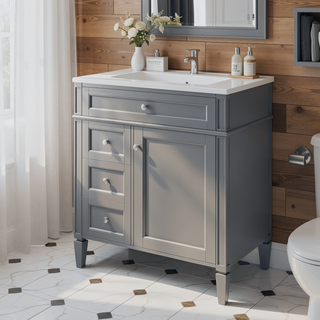 Sunvega Modern Minimalist 30'' Bathroom Vanity with Top Sink and Ample Storage