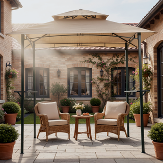 Sunvega 8x5 Ft Outdoor Grill Gazebo with Double Tier Soft Top Canopy and Steel Frame