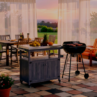 Sunvega Heavy Duty Outdoor Grill Cart with Stainless Steel Top and Spacious Storage