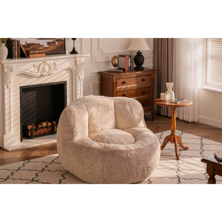 Sunvega Oversized Multicolor Faux Fur Bean Bag Chair with Shredded Sponge Filling
