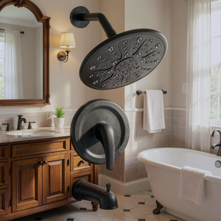 Sunvega Single Handle Rain Showerhead with Handheld Combo Set and Tub Spout