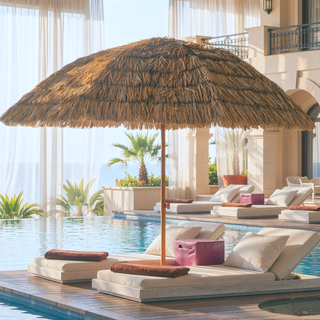 Sunvega 8ft Thatched Tiki Umbrella with Tilt Mechanism for Patio Poolside and Beach