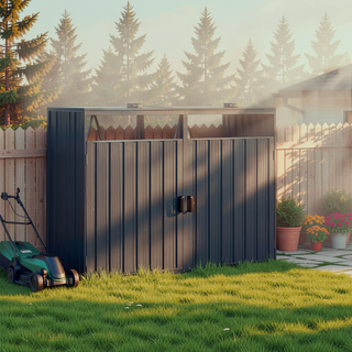 Sunvega Metal Garbage Bin Shed with Galvanized Steel for Outdoor Garden Storage