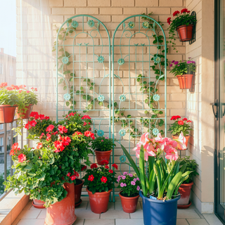 Sunvega Rustproof Metal Garden Trellis for Climbing Plants Outdoor Flower Support 4 Pack