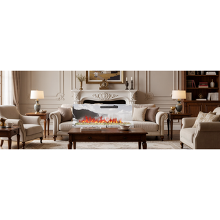 Sunvega 50 Inch Recessed Ultra Thin Tempered Glass Electric Fireplace with Remote