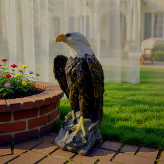 Sunvega Hand-Painted Bald Eagle Garden Statue with 24.4-inch Tall Resin Construction