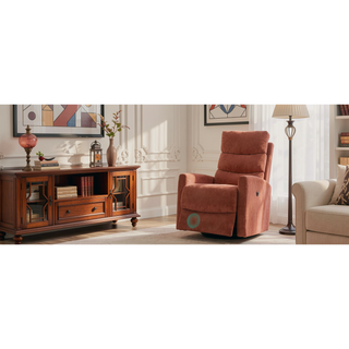 Sunvega Fabric Heat Massage Manual Recliner Chair with Rocker and Swivel for Living Room