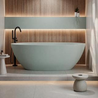 Sunvega Freestanding Soaking Bathtub with Overflow Drain Made of Stone Resin