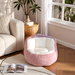 Sunvega Oversized Multicolor Faux Fur Bean Bag Chair with Shredded Sponge Filling
