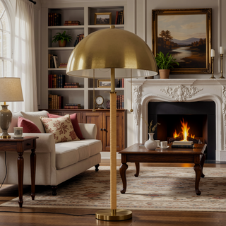 Sunvega Gold Brass and Natural Rattan Tube Allure 2-Light Floor Lamp with Pull Chain