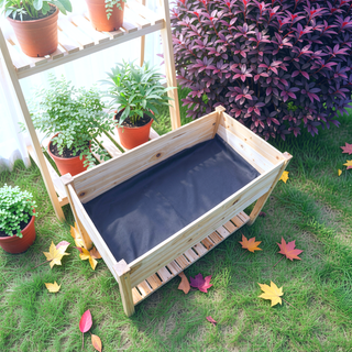 Sunvega Solid Wood Raised Garden Bed Planter Box with Legs and Storage Shelf