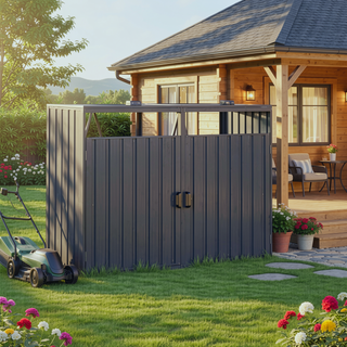 Sunvega Metal Garbage Bin Shed with Galvanized Steel for Outdoor Garden Storage