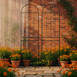 Sunvega 4 Pack 86.7" x 19.7" Metal Trellis for Climbing Plants Outdoor Rustproof