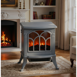 Sunvega Freestanding Fireplace Mantel with Baroque Design and Storage Columns