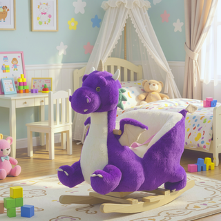 Sunvega ASTM-F963 Certified Spring Rocking Horse with Plush Fabric and Animal Sounds
