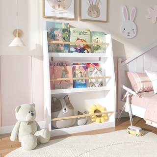 Sunvega 3 Tier Kids Book Rack for Bedroom, Playroom, and Classroom Organization