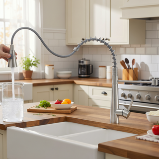 Sunvega Brushed Nickel Single Handle Kitchen Faucet with Pull Out Sprayer