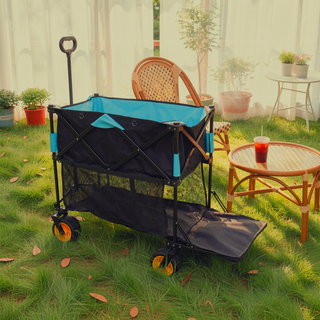 Sunvega Extra Long Folding Wagon Cart with Large Capacity and All-Terrain Wheels