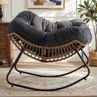 Sunvega Wicker Papasan Lounge Rocking Chair for Indoor and Outdoor Relaxation