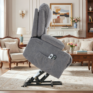Sunvega Black PU Remote-Controlled Heating and Massage Assistive Recliner for Seniors