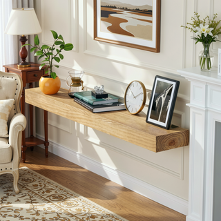 Sunvega Handcrafted Pine Wood Fireplace Mantel Shelf with Distinctive Wood Grain
