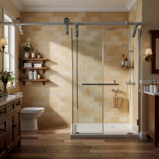 Sunvega 32 x 48 Inch White Shower Base Pan with Center Drain