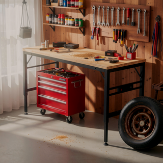 Sunvega 60" Adjustable Height Workbench with Power Outlets and 2000 LBS Capacity