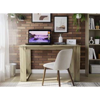 Sunvega Lacey Rectangle Computer Desk in Smokey Oak Finish with One Shelf