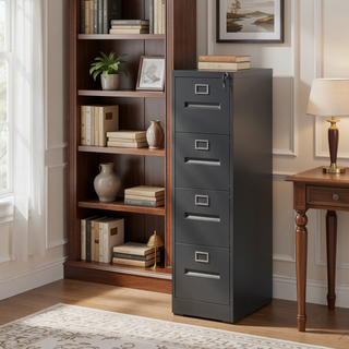 Sunvega 5 Drawer Metal Vertical File Cabinet with Lock on Wheels for Home Office