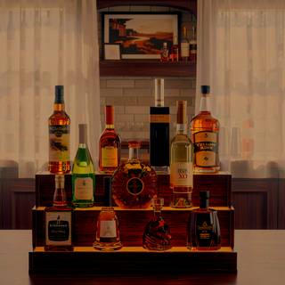 Sunvega 24 Inch Freestanding LED Lighted Liquor Bottle Display Shelf with App Remote Control