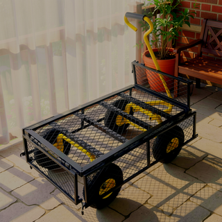 Sunvega Garden Cart with Inflatable Tires and Spacious Bed for Yard Work