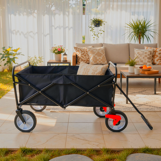 Sunvega Heavy Duty Folding Outdoor Cart with Front Wheel Brakes and Cup Holders