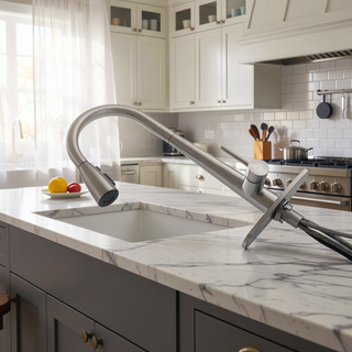 Sunvega Single Handle Stainless Steel Kitchen Sink Faucet with Pull Down Sprayer