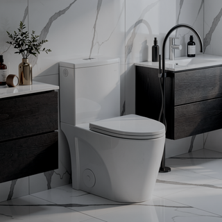 Sunvega Modern Fan-Shaped Design One-Piece Toilet with Dual Flush and Soft Close Seat